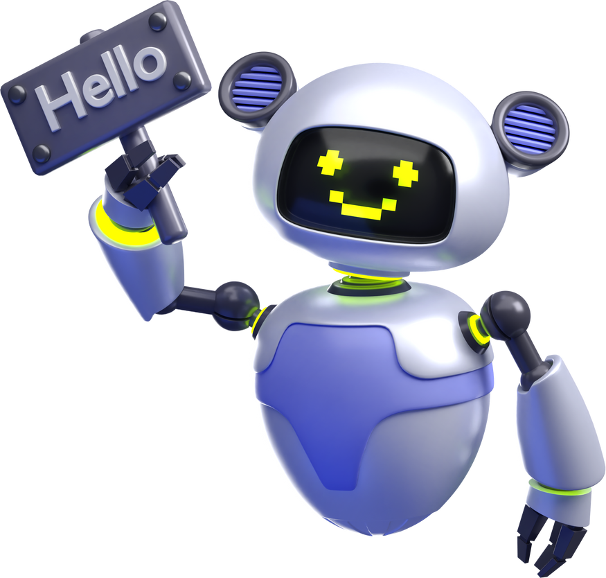 3D Robot with Hello Board Illustration